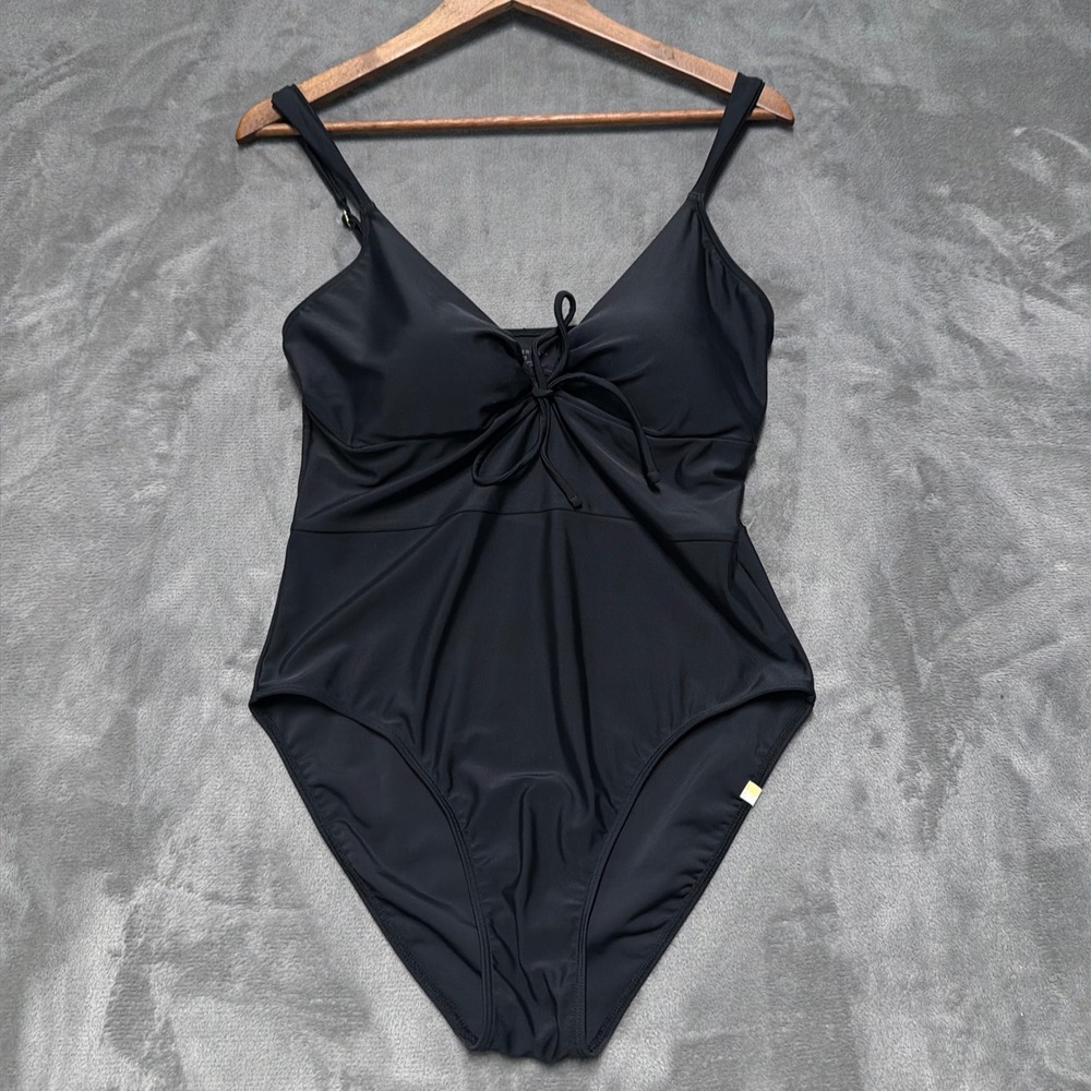 Summersalt One Piece Swimsuit Womens 12 Black Tie Front Adjustable Classic